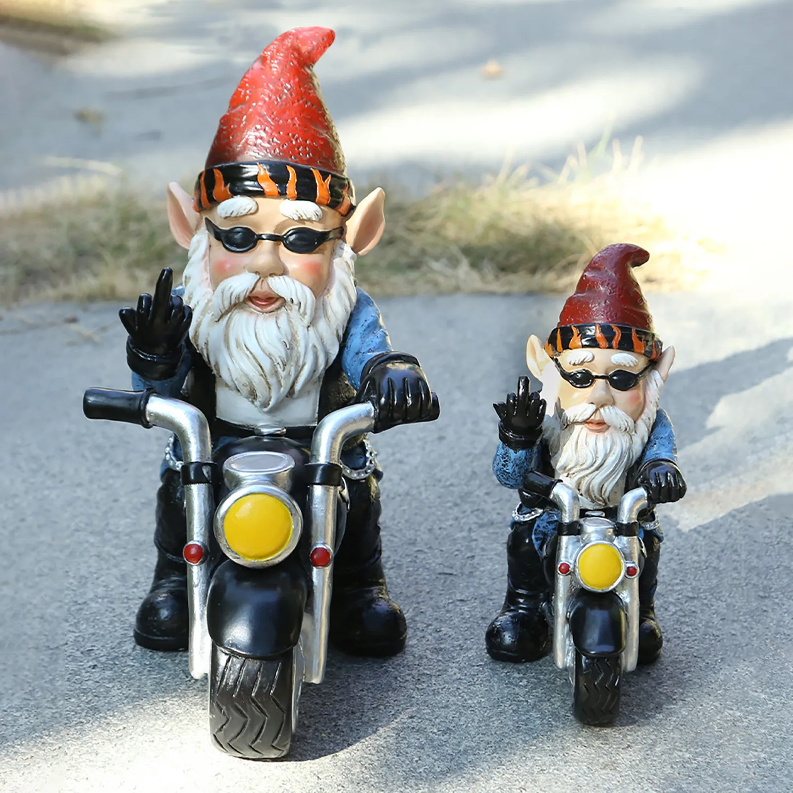 

Biker Gnome With Motorcycle Statue Resin Figurine Garden Gnomes Decorations for Patio Yard Lawn Porch Full Color In Stock