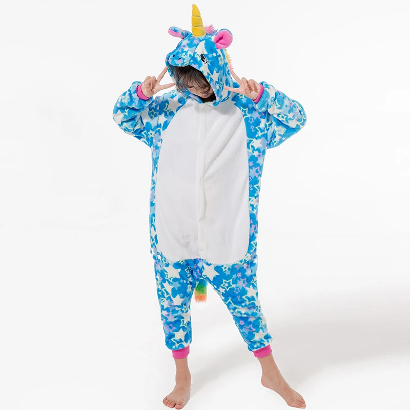 Пижама Кигуруми для мальчиков и девочек пижама с единорогом детские комбинезоны