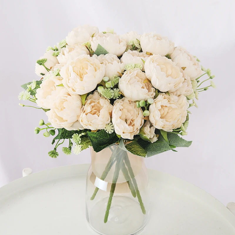 5 heads silk peony artificial flowers home living room decor large diy fake flower wedding decoration bride bouquet high quality | Дом и сад