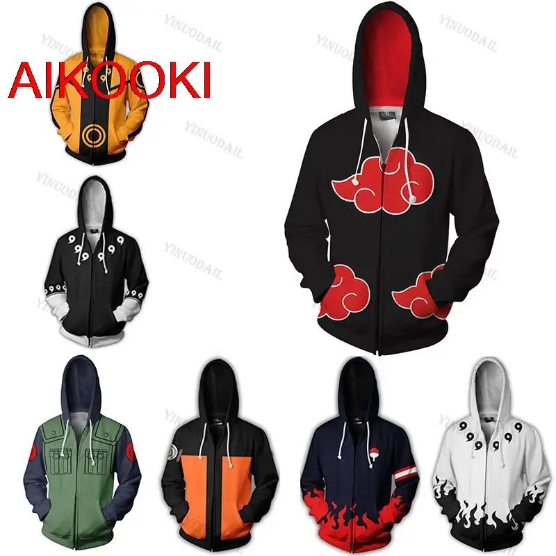 

Anime 3D Akatsuki Hoodie Uzumaki Uchiha Sasuke Kakashi Ootutuki Zipper Coat Tops Pullover Hoodies Sweatshirt cosplay hooded