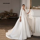 Женское сатиновое свадебное платье It's yiiya, белое скромное платье в мусульманском стиле с V-образным вырезом и рукавами три четверти на лето 2022
