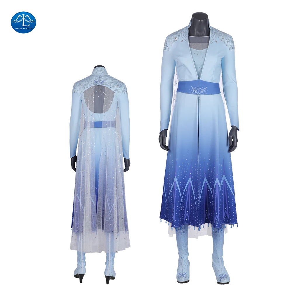 

ManLuYunXiao Anime Cosplay Princess Elsa Costume Elza Dress Women Anna Snow Queen Halloween Costumes Any Size