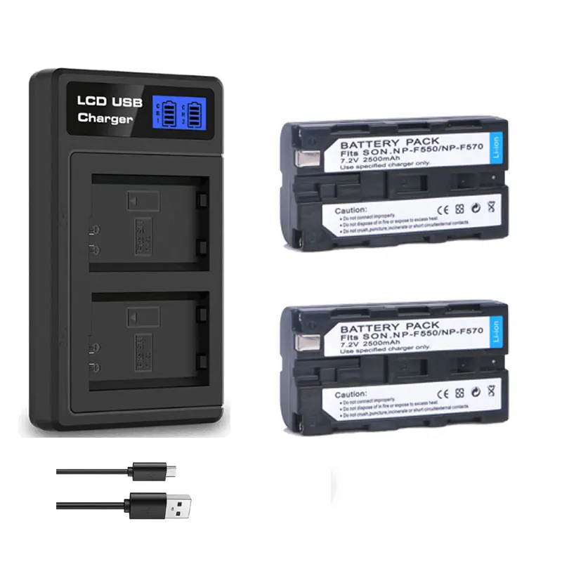 NP F550 F570 Камера Батарея 7 2 V 2500 мА/ч + ЖК дисплей USB Зарядное устройство для Sony F330 F530