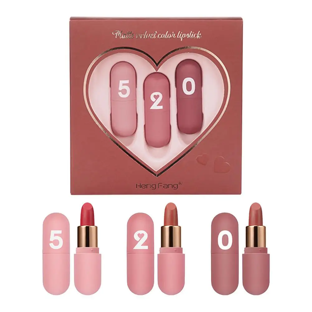 

Матовый блестящий набор для губ, 3 шт., антипригарный блеск для губ, косметика, макияж, Рождественский макияж, подарок для девочек и женщин