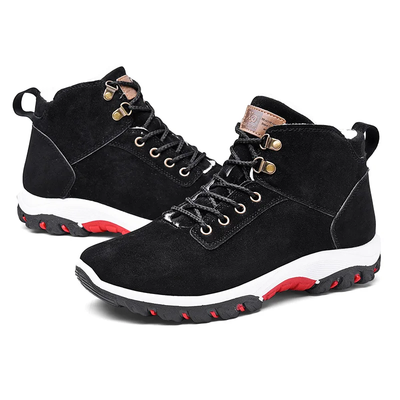 Теплые зимние полусапоги Мужская плюшевая теплая зимняя обувь с круглым носком |