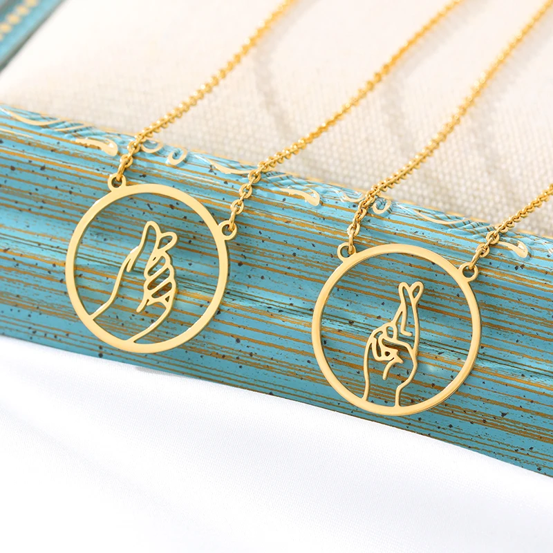 Ажурное колье с жестами золотая цепочка из нержавеющей стали подарок на день