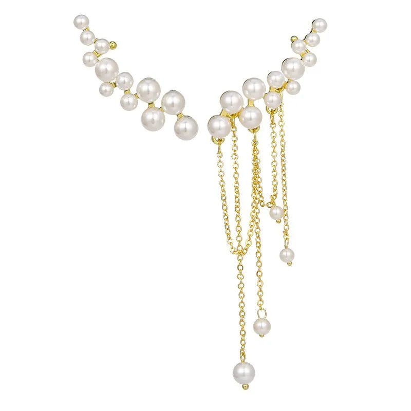 

2021 New Fresh Hyperbole Style Fine Pearl Drop Earrings Fashion Long Tassels Asymmetric Trend Senior Women Earrings Jewelry