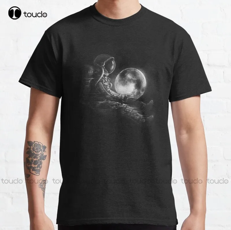 

New Moon Play Astronaut, Moon, Space, Space Art Classic T-Shirt Mens Shirts Casual S-5Xl Cotton Tee Shirt