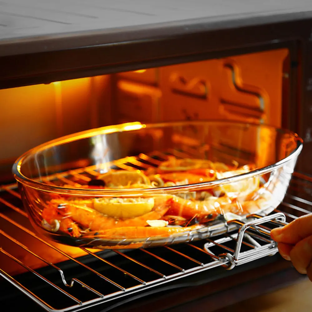 

1Pc Kitchen Glass Plate Baking Tray Heat-resistant Baked Plate (White 1600)