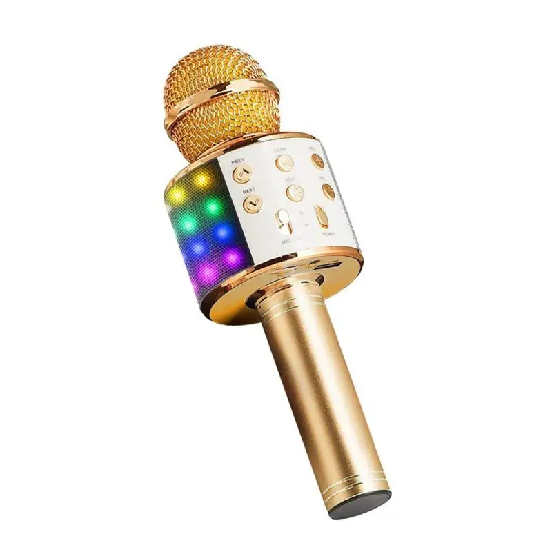 4-in-1 LED Wireless bluetooth Karaoke Microphone USB Speaker Mini Singing KTV | Электроника