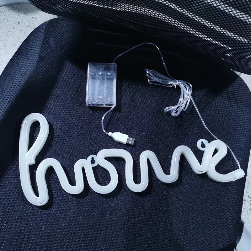 

Led HOME Letter Neon Light Sign Fairy Lights Garland Lamp Indoor Hanging On The Wall Girls Bedroom Xmas Holiday Party Decor