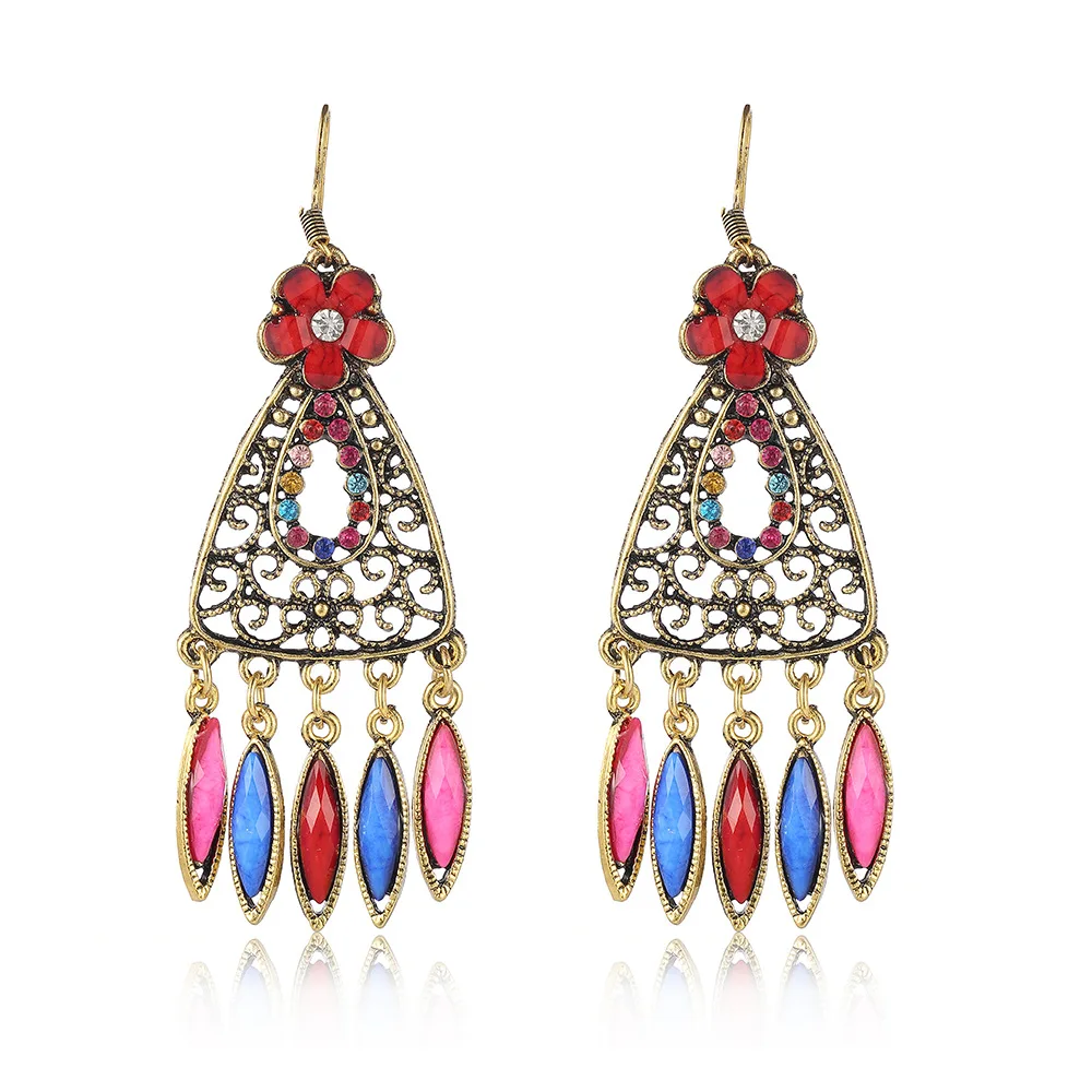 

2020 Long Tassel Fashion Feather Ethnic Boho Style Large Pendant Statement Earrings Wedding Earrings Gifts