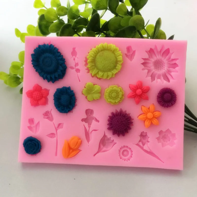 1 шт. 3D Подсолнухи розы силиконовая форма для украшения с помощью сахара ремесло