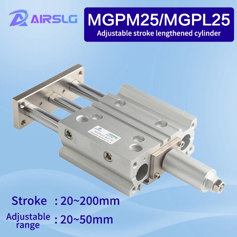 

Гидравлический Цилиндр MGPL MGPM25 MGPL25 -20Z ~ 200Z StrokThree-axisthin, компактная направляющая, стабильный пневматический цилиндр с регулируемым ходом-20-30-50