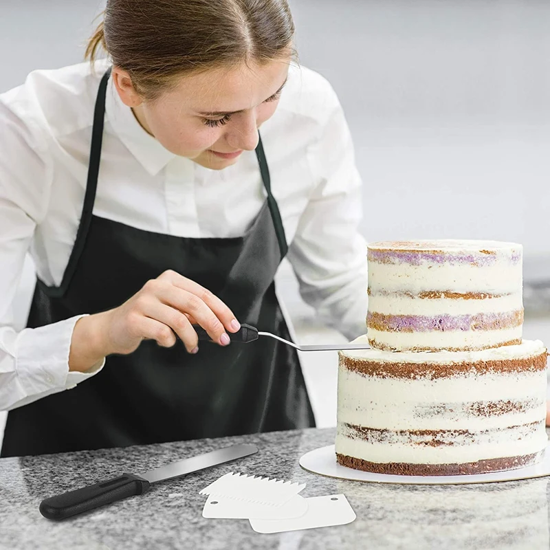 

LBER Aluminium Alloy Rotating Cake Turntable 12Inch Revolving Cake Decorating Stand with 3 Angled Icing Spatula, 3 Icing Comb