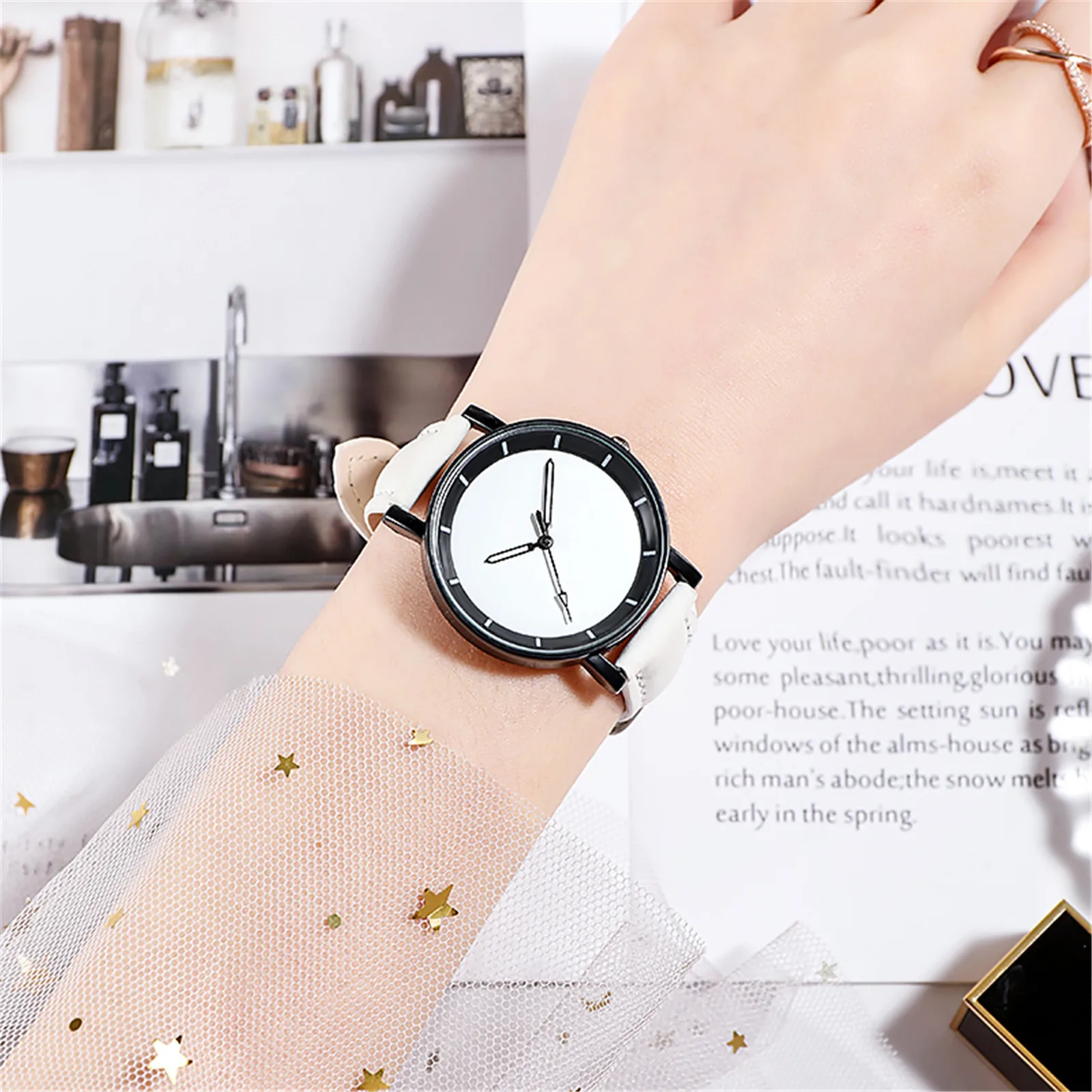 Роскошные женские кварцевые часы с циферблатом из нержавеющей стали однотонные