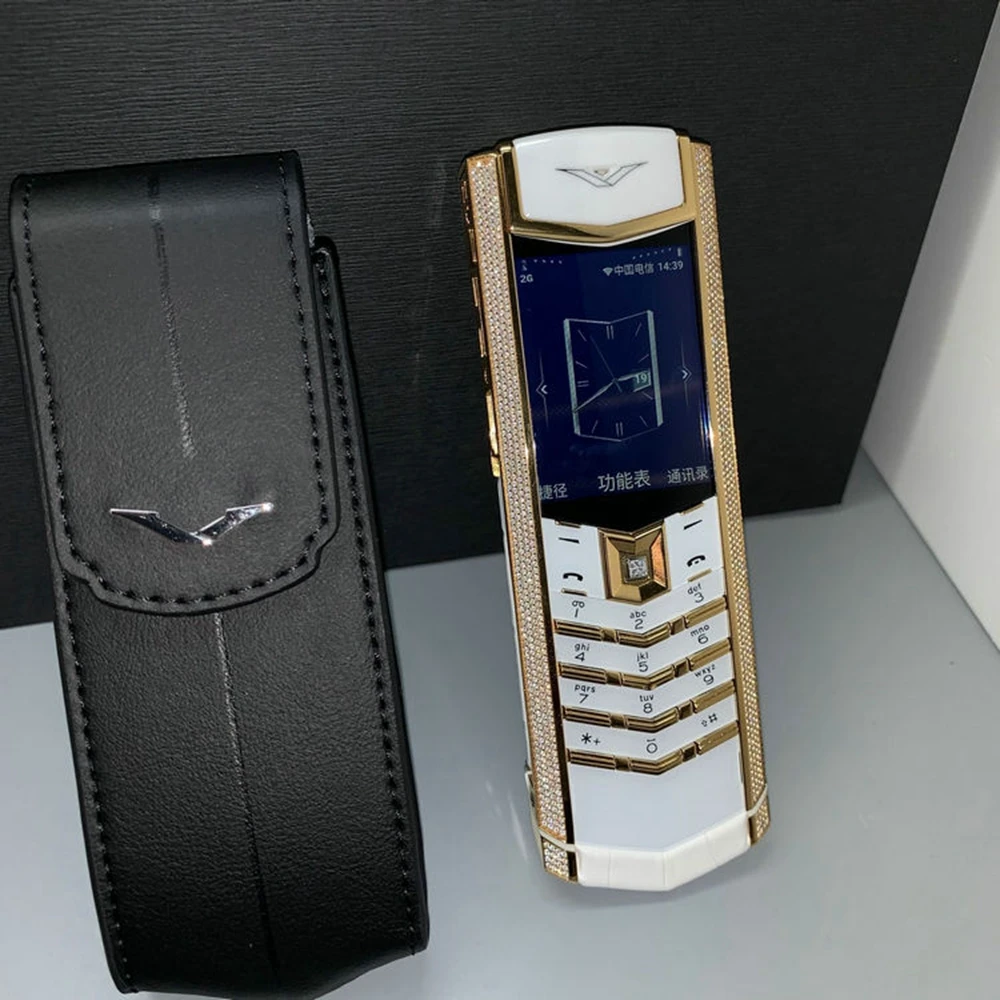 refurbished original 11 vertu k8 mobile phone full diamond mobile phone a noble gift for your noble wife free global shipping