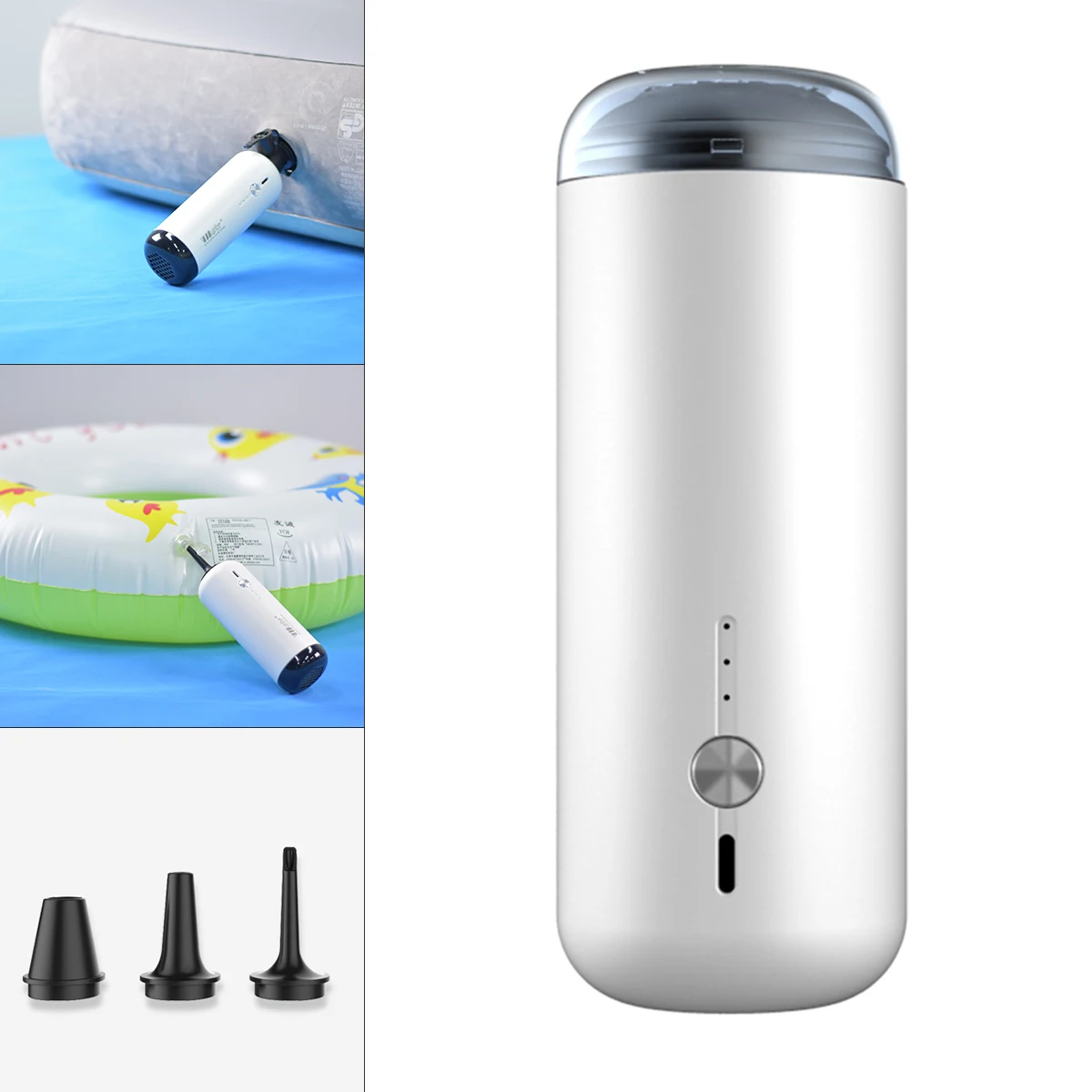 

4000mAh Chargeable Electric Quick Fill Inflator Pumps with 3 Nozzles for Outdoor Air Mattress Kayak Inflatable Pool