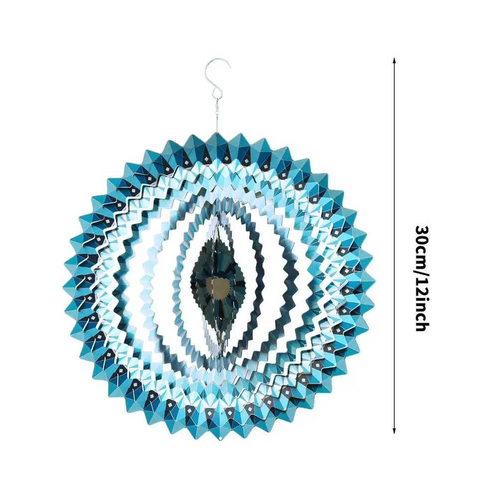 

3D Dynamic Colorful Wind Spinner Stainless Steel Hanging Wind Chime Art Geometric Pattern Home Garden Hanging Decor