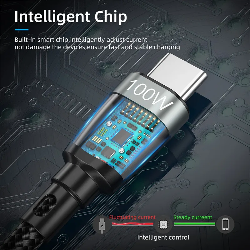 Зарядный кабель USLION USB C к Type для iPhone Honor 30 Pro Quick Charge 4 0 PD 100 Вт MacBook Pro|Кабели