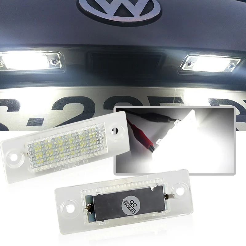 2pcs LED License Number Plate Light No Error For Volkswagen VW Touran Golf Jetta Passat T5 Transporter Skoda License Plate Lamps