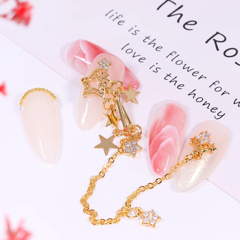 1 шт. металлические Стразы для ногтей Золотая висячая цепочка Подвески украшения