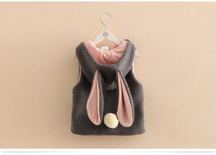 

2020 Girls Warm Hooded Rabbi Vest Baby Thicken Waistcoat Kids Outerwear Vest Children Clothing Boys Girls Autumn Jackets Vest M8
