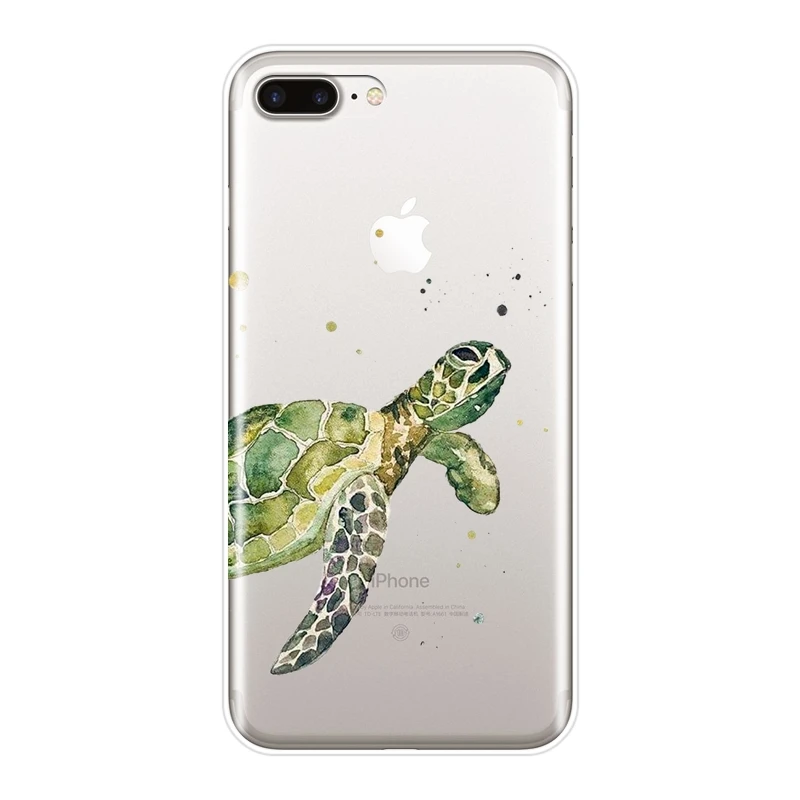Силиконовый чехол для телефона iPhone X XR XS MAX 8 7 6 S зеленый синий Черепаха Животное