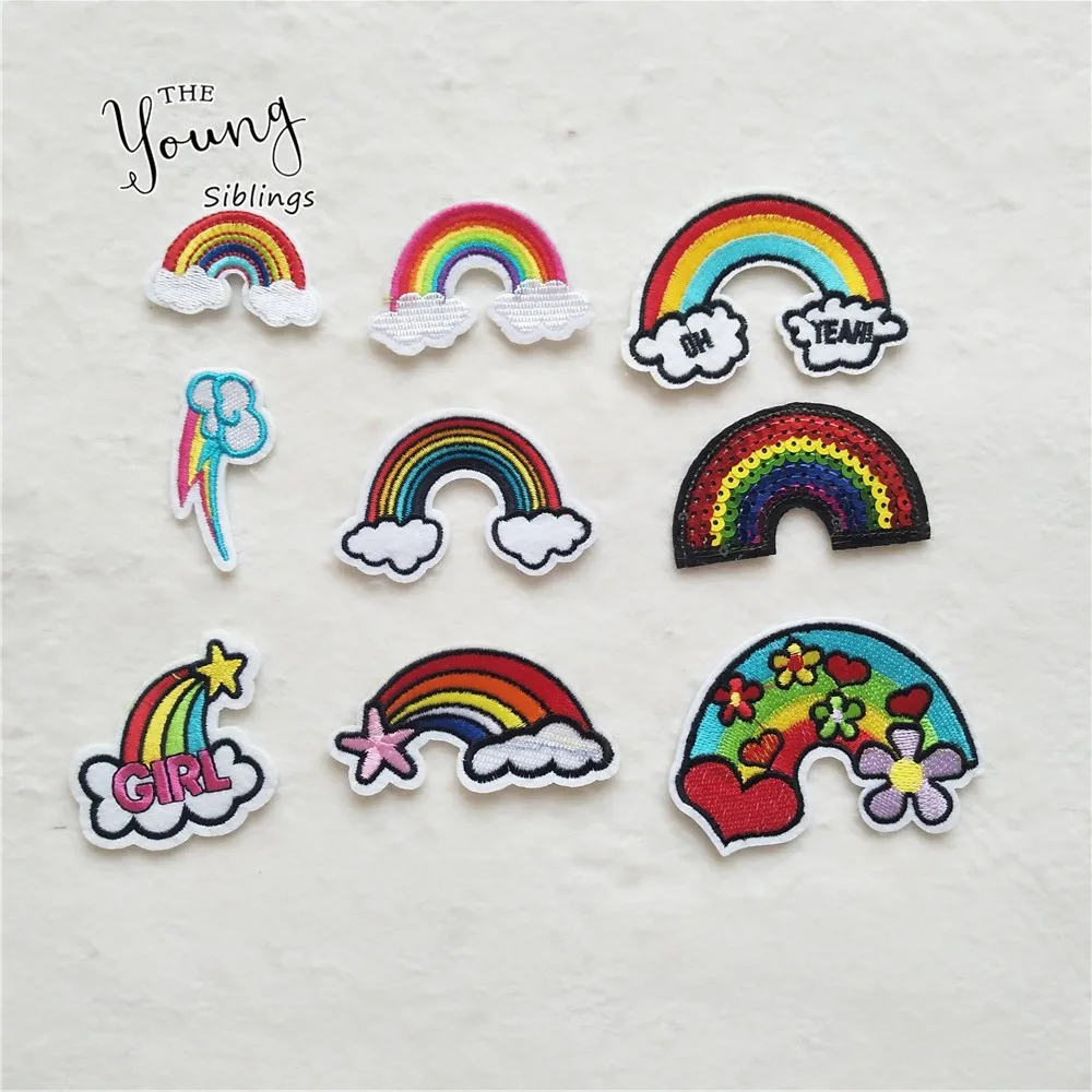 Милые наклейки для одежды аксессуары бейджи радужные железные на патчи вышивка