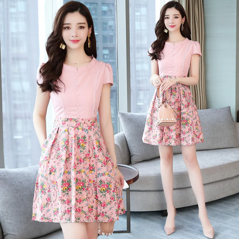 

Summer 2020 new Korean version of the large-size broken flower dress temperament lady dress show thin summer women's dress