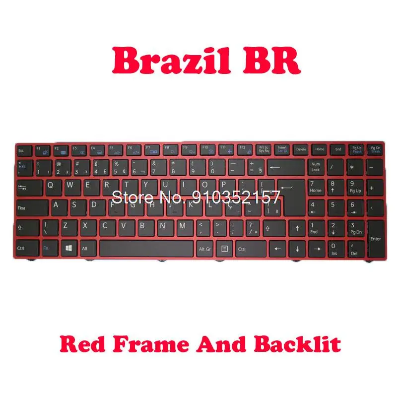 Клавиатура с подсветкой для ноутбука CLEVO N250 CVM15F28PAJ430U 6-80-N25U0-330-1P2 N250BU N250PU N250GU N250JU N250LU Бразилия BR