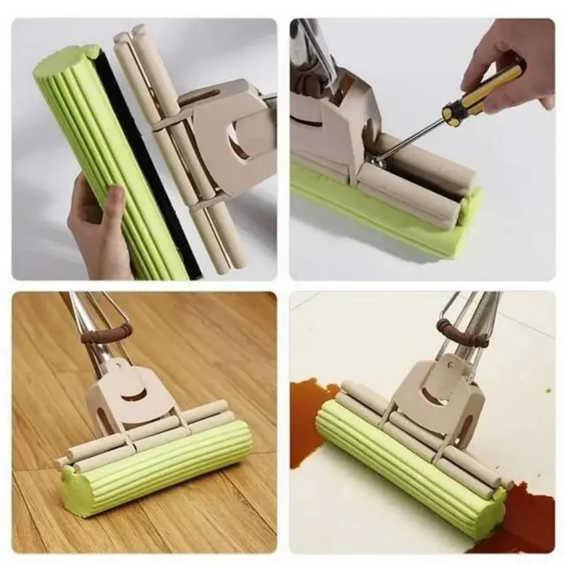 

Roller Type Rubber Cotton Mop Head Replacement Head Accessories Sponge Head Absorbent Sponge Replacement Equipment Spray Mop