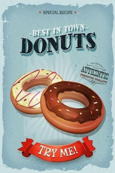 

Vintage Homemade Best in Towm Donuts Try Me Metal Tin Sign 8x12 Inch Retro Home Kitchen Cafe Shop Wall Decor Poster New