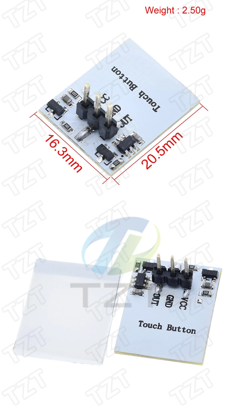Grün, Blau, Rot und Gelb, RGB, kapazitives Touch-Schalter-Tastenmodul, 2,7 V bis 6 V, Anti-Jamming-Modul, ist stark, HTTM-Serie – Detail 4
