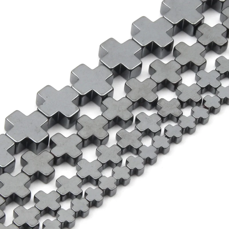 С черным перекрестным креплением Форма натуральный бусины из гематита 4681012 мм