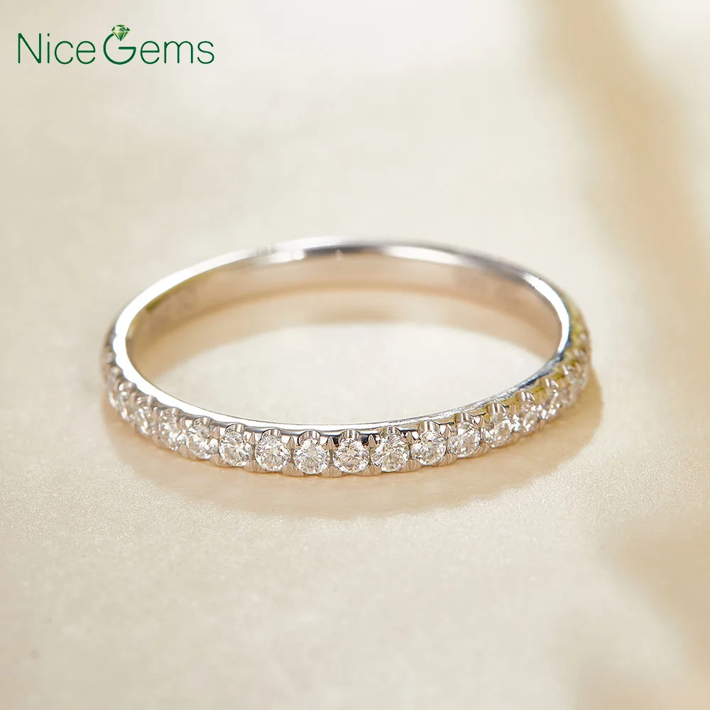 14K 585 Белое золото 0 25 CTW Тонкий французский набор свадебное кольцо Moissanite