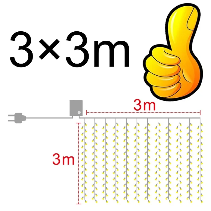 1 3x3 6x3 м Функция памяти Рождественский светодиодный занавес сосулька струнный свет Крытый падение светодиодный вечерние садовый сценический открытый декоративный свет - Испускаемый цвет: 1