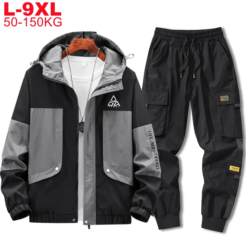 

Mens 2 Piece Outfits Men Sportwear Jacket Pants Sets Plus Size Mens Sporting Hip Hop Tracksuit Streetwear Big 9xl 8xl 7xl Autumn