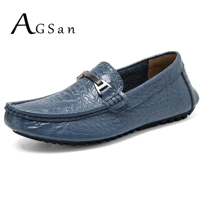 

Men Loafers Split Leather Casual Shoes Designer Man Driving Shoes Big Size 48 47 Office Loafers Slip On Moccasine Hombre Blue