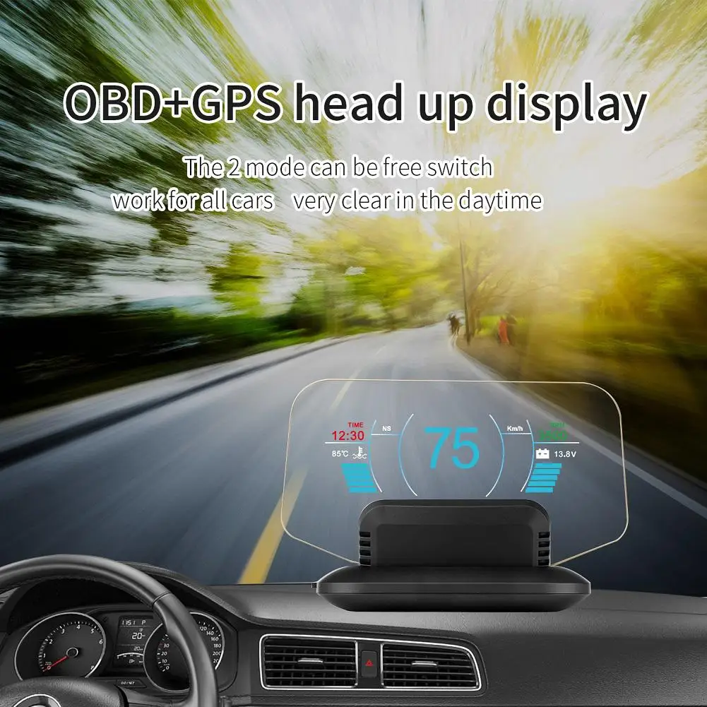 Универсальный автомобильный HUD Дисплей OBD2 + gps двойной режим головной дисплей C1 HD