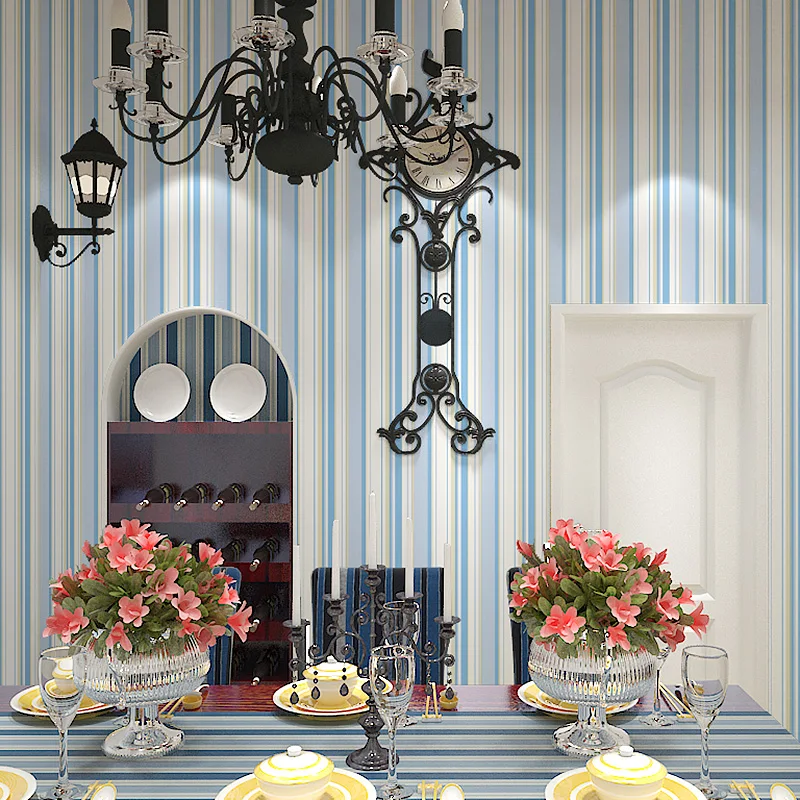 Детская комната нетканые вертикальные полосатые обои 3D розовые синие полосы