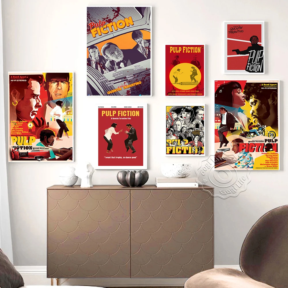 

Pulp Fiction Classic Movie Prints Poster, Actor Art Retro Canvas Painting, Character Illustration Bedroom Living Room Wall Decor
