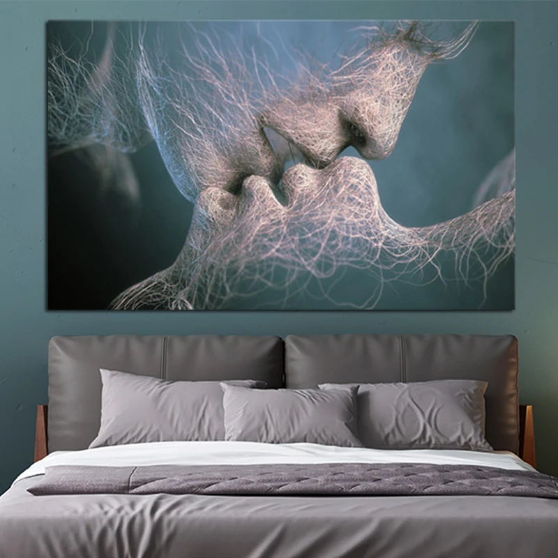 OUCAG Abstract Love Kiss Oil Painting Print Canvas Unframed Art Gift Pictures Decoration For Living Room Office Poster | Дом и сад