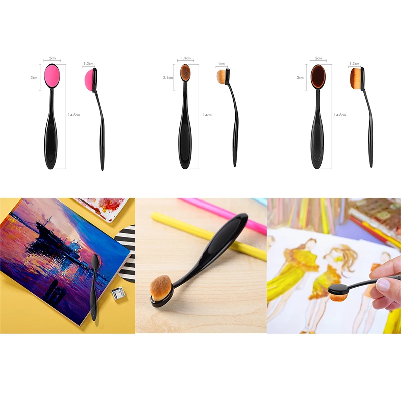 

3 Different Blending Brushes Drawing Painting Ergonomic handles for Card Stock Plastics Stencil Color Water-based Craft Ink DIY