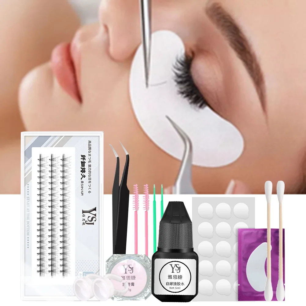 

Eyelash Extension Kit Natural Lashes Practice Set Includes Fake Eyelashes, Extension Glue, Remover, Tweezers Colorless