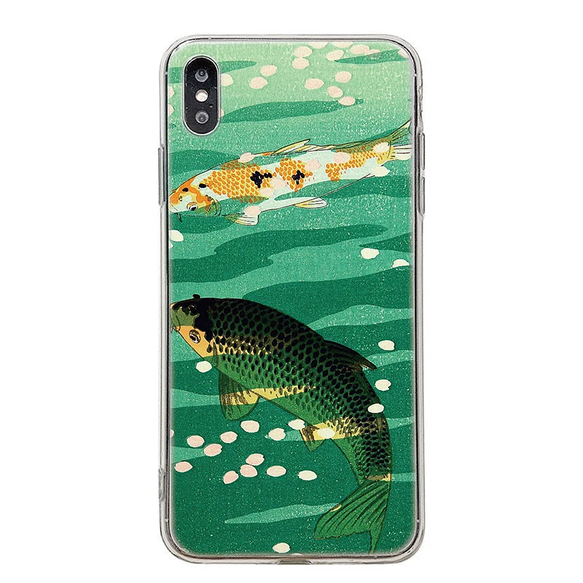 Для OPPO Reno 4 5G 3 pro 4G 2 2Z 10X zoom Cover Fish wave crane окрашенный Мягкий Силиконовый ТПУ защитный