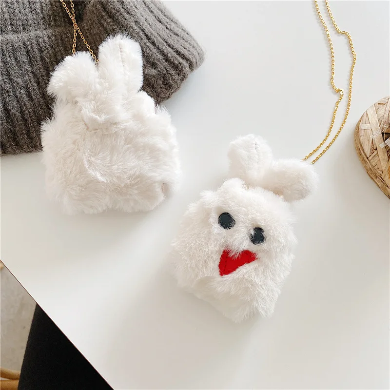 

Suitable For Apple Airpods Pro Slant Cross Plush Rabbit Cute Fall Proof Soft Shell