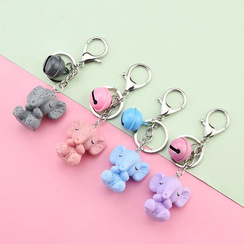 

Мультяшный Детский слон из смолы, брелок для автомобильных ключей, подвеска-колокольчик, брелок для ключей, модные драгоценности