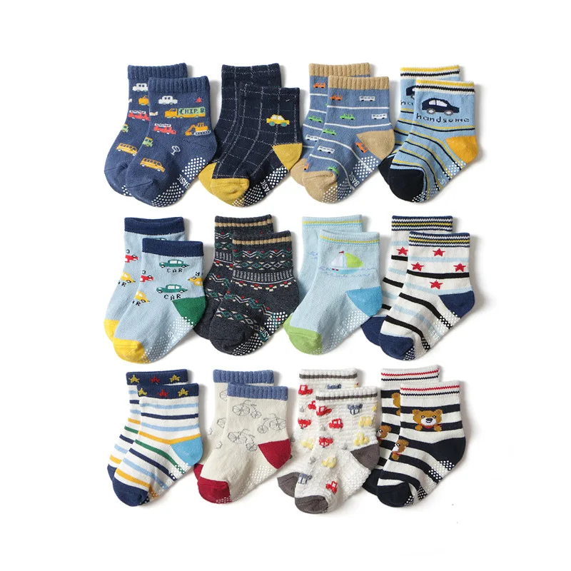 

12pair/lot Baby Non-slip Floor Socks Children's Short Socks1-3Years Cartoon Children's Socks Old Baby Socks