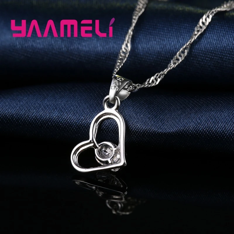 

2021 New Fashion 925 Sterling Silver Jewelry High Quality Shiny CZ Diamond Heart Pendant Hoop Earrings Gift Sets for Women